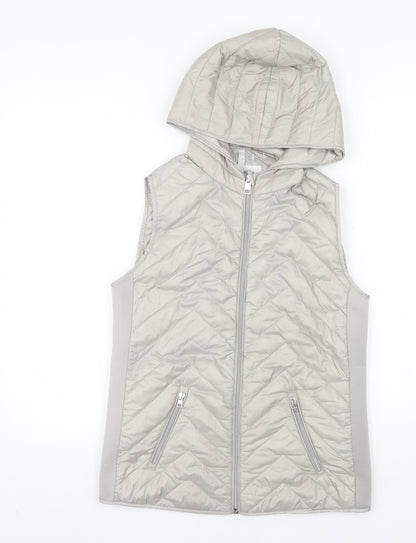 Street One Women's Grey Quilted Hooded Puffer Waistcoat Size 8