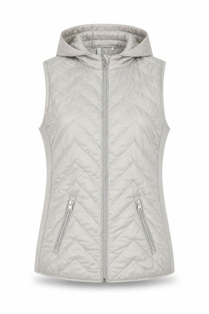 Street One Women's Grey Quilted Hooded Puffer Waistcoat Size 8
