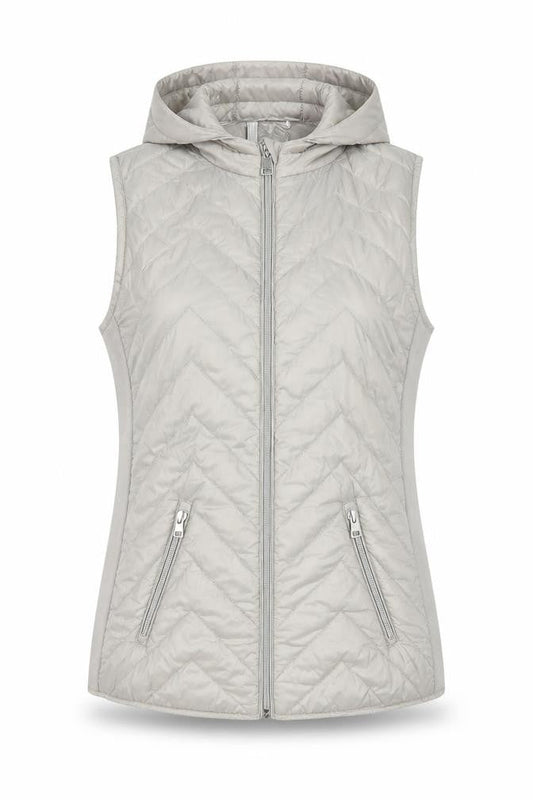 Street One Women's Grey Quilted Hooded Puffer Waistcoat Size 8