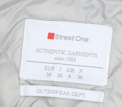 Street One Women's Grey Quilted Hooded Puffer Waistcoat Size 8