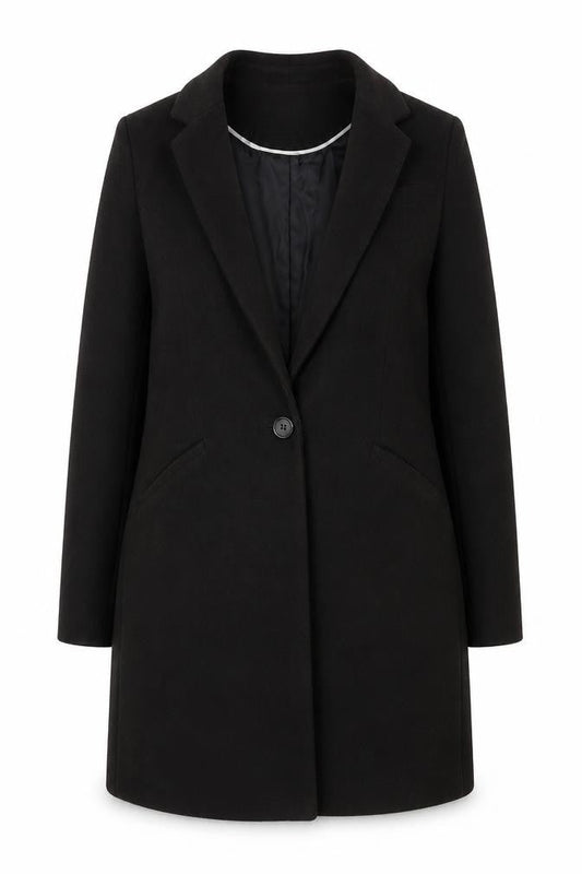 Atmosphere Women Black Long Overcoat Size 10 Classic Lined