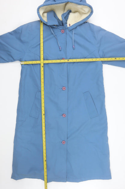 Classics Women Blue Hooded Long Parka Coat Size 12