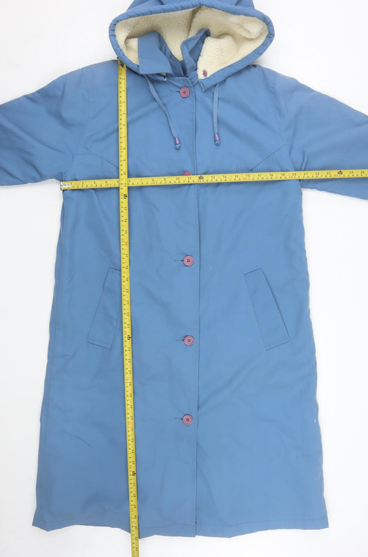 Classics Women Blue Hooded Long Parka Coat Size 12