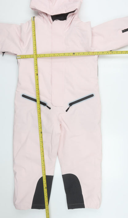 Marks and Spencer Girls Pink Waterproof Hooded Snowsuit 7-8 Years Winter Ski