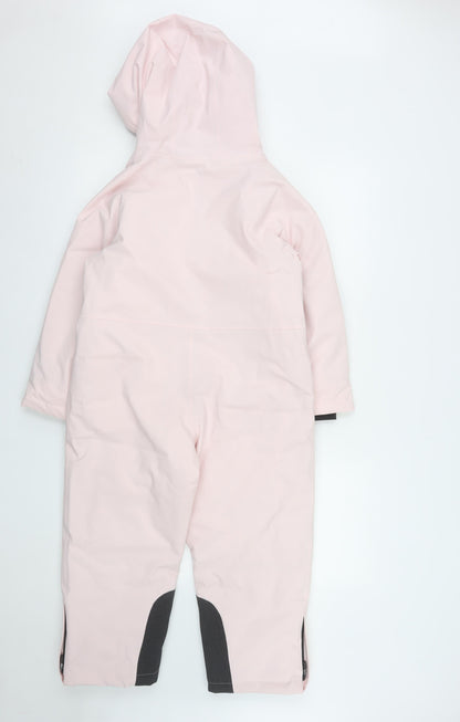 Marks and Spencer Girls Pink Waterproof Hooded Snowsuit 7-8 Years Winter Ski