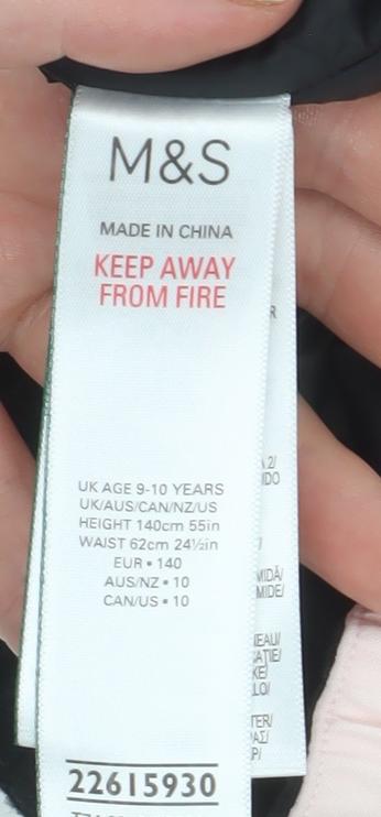 Marks and Spencer Girls Pink Waterproof Snow Pants 9-10 Years Regular Fit