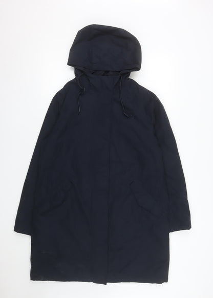 Marks and Spencer Womens Blue Hooded Parka Coat Size 10 Long