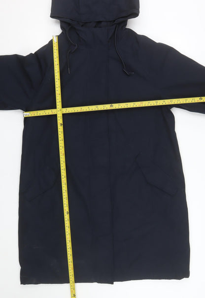 Marks and Spencer Womens Blue Hooded Parka Coat Size 10 Long