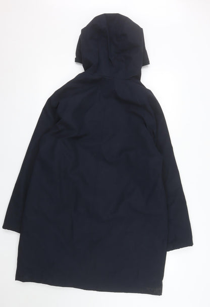 Marks and Spencer Womens Blue Hooded Parka Coat Size 10 Long