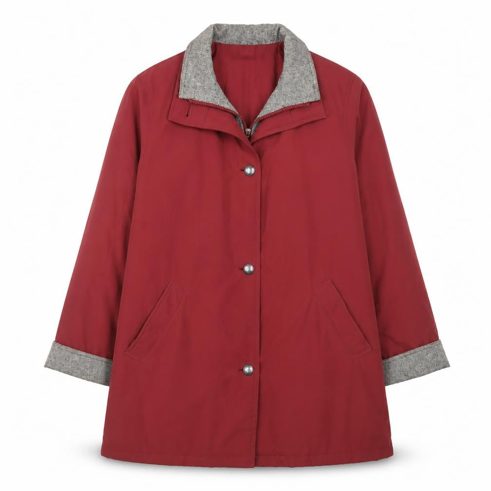 Berkertex Womens Red Mid-Length Overcoat Size 14 Lined Button Classic