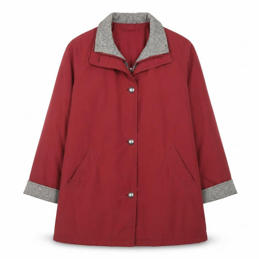 Berkertex Womens Red Mid-Length Overcoat Size 14 Lined Button Classic