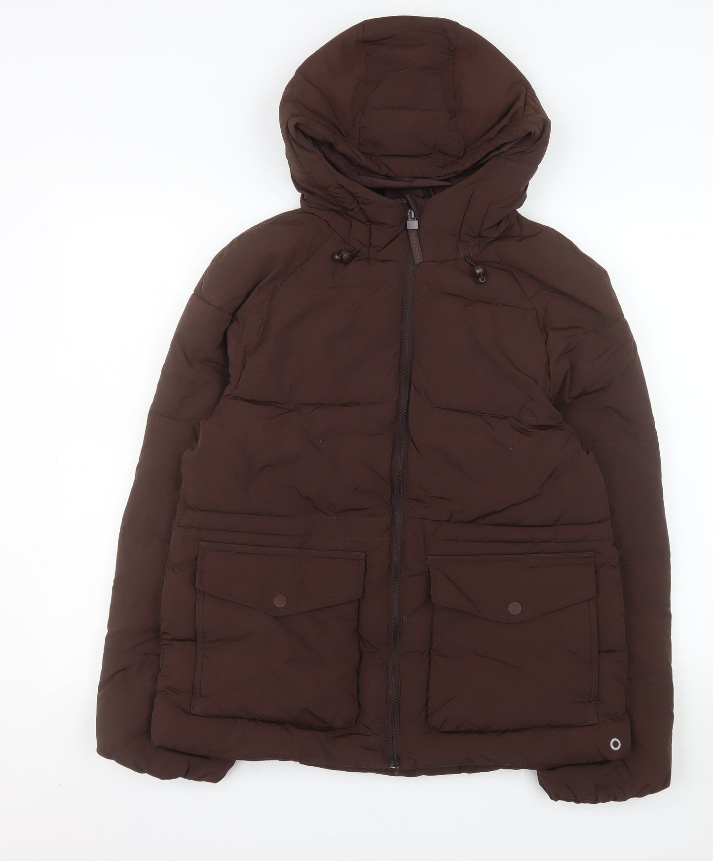 Marks and Spencer Women’s Brown Puffer Jacket Size 8 Hooded Mid-Length