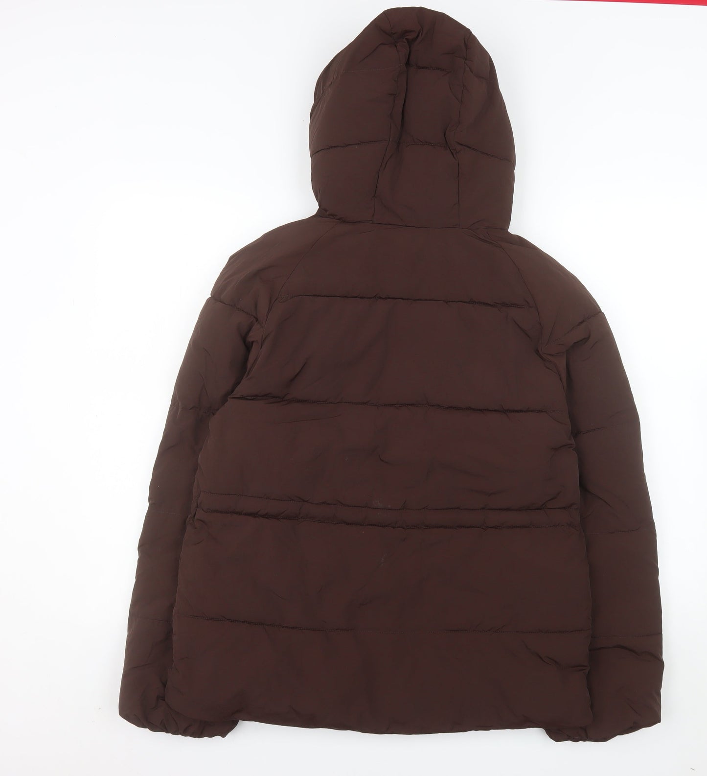 Marks and Spencer Women’s Brown Puffer Jacket Size 8 Hooded Mid-Length