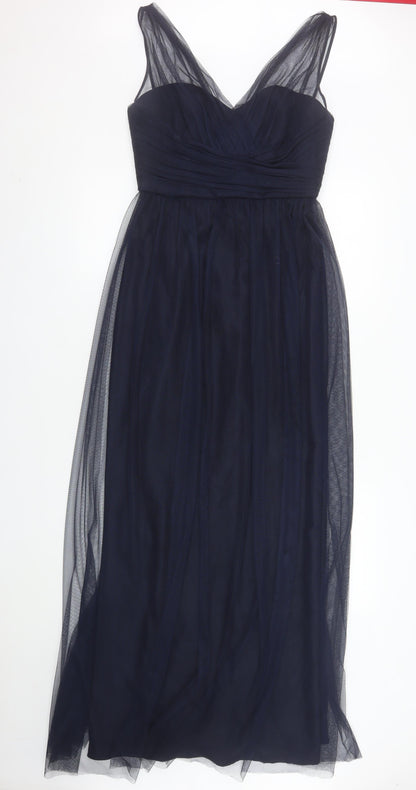Amsale Women Blue Size 10 Fit & Flare Chiffon Midi Dress