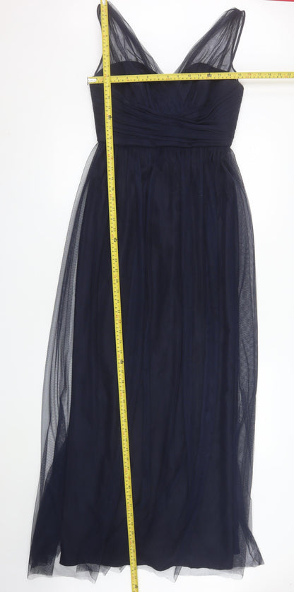 Amsale Women Blue Size 10 Fit & Flare Chiffon Midi Dress
