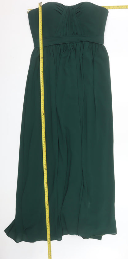 Jarlo Women Green Strapless Maxi Dress Size 14 Formal Chiffon
