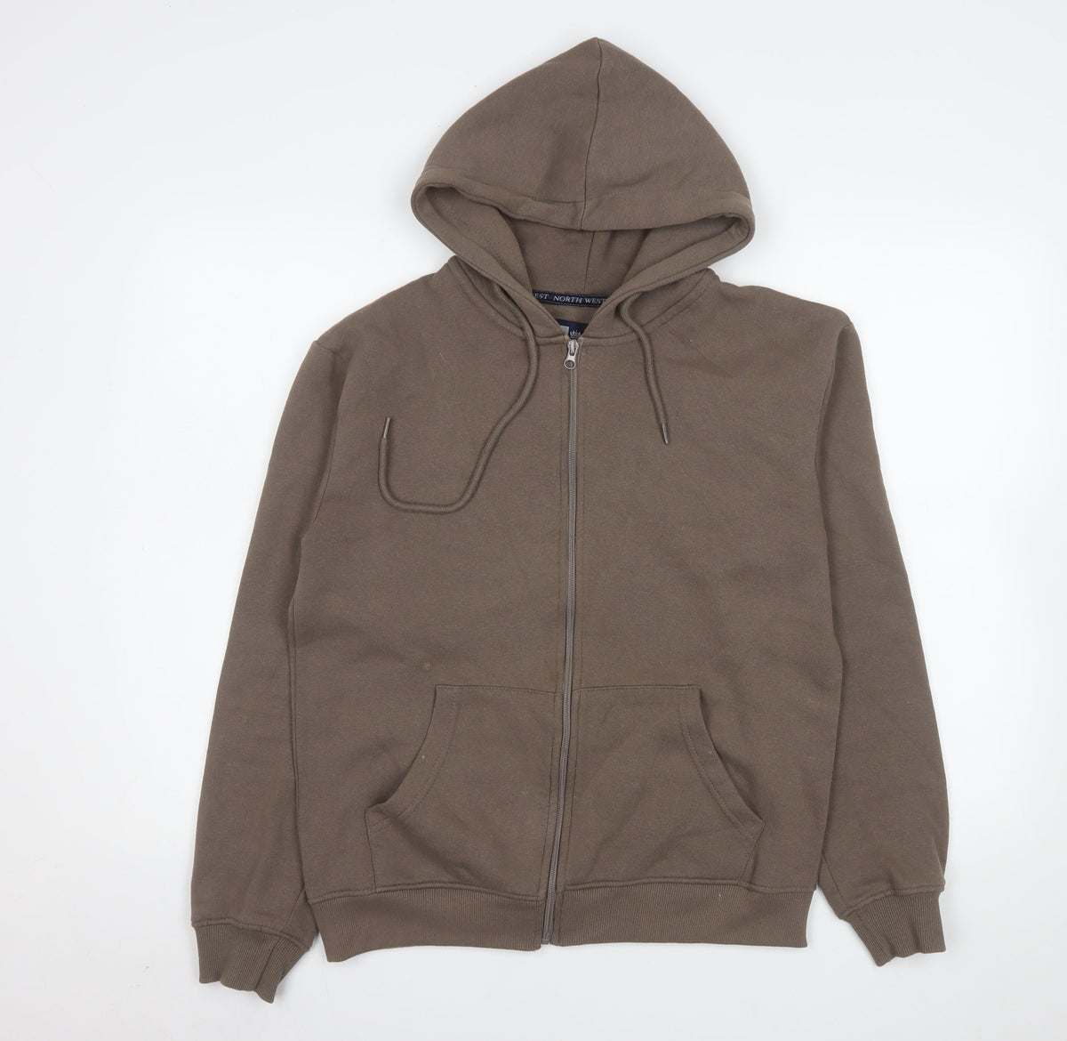 North West Men Brown M Full Zip Hooded Fleece Jacket