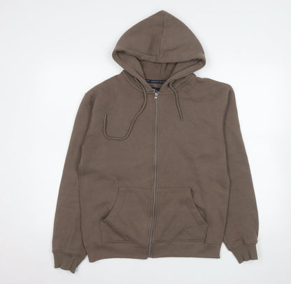 North West Men Brown M Full Zip Hooded Fleece Jacket