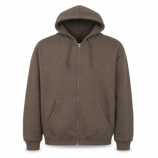 North West Men Brown M Full Zip Hooded Fleece Jacket