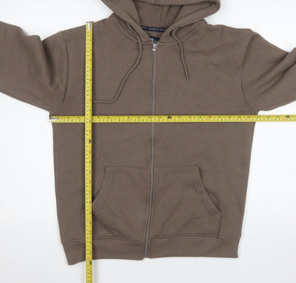 North West Men Brown M Full Zip Hooded Fleece Jacket