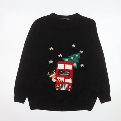 Avenue Womens Black Christmas Pullover Jumper Size L