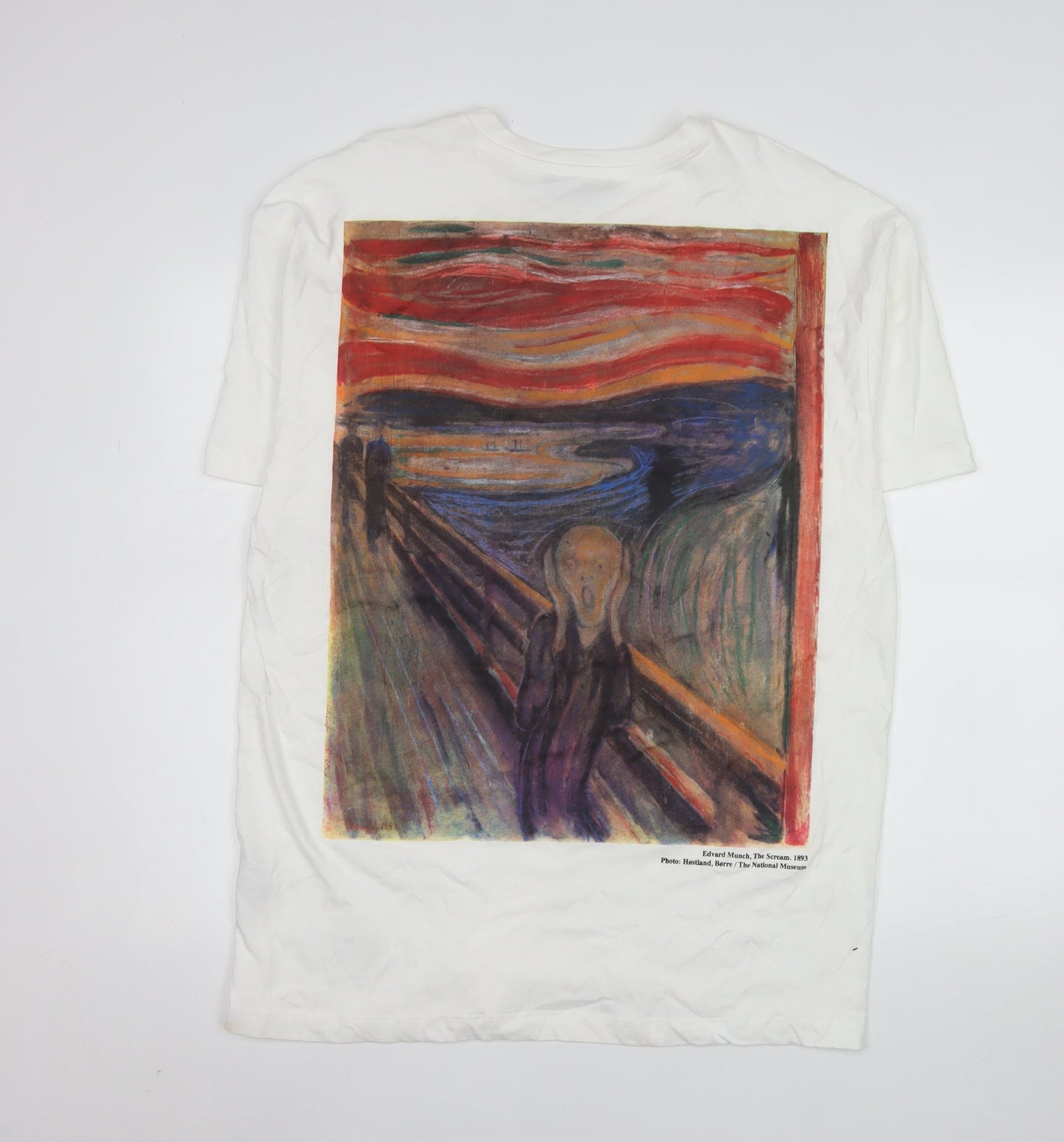 Primark Men’s White Art Print XL Cotton Crew Neck T-Shirt