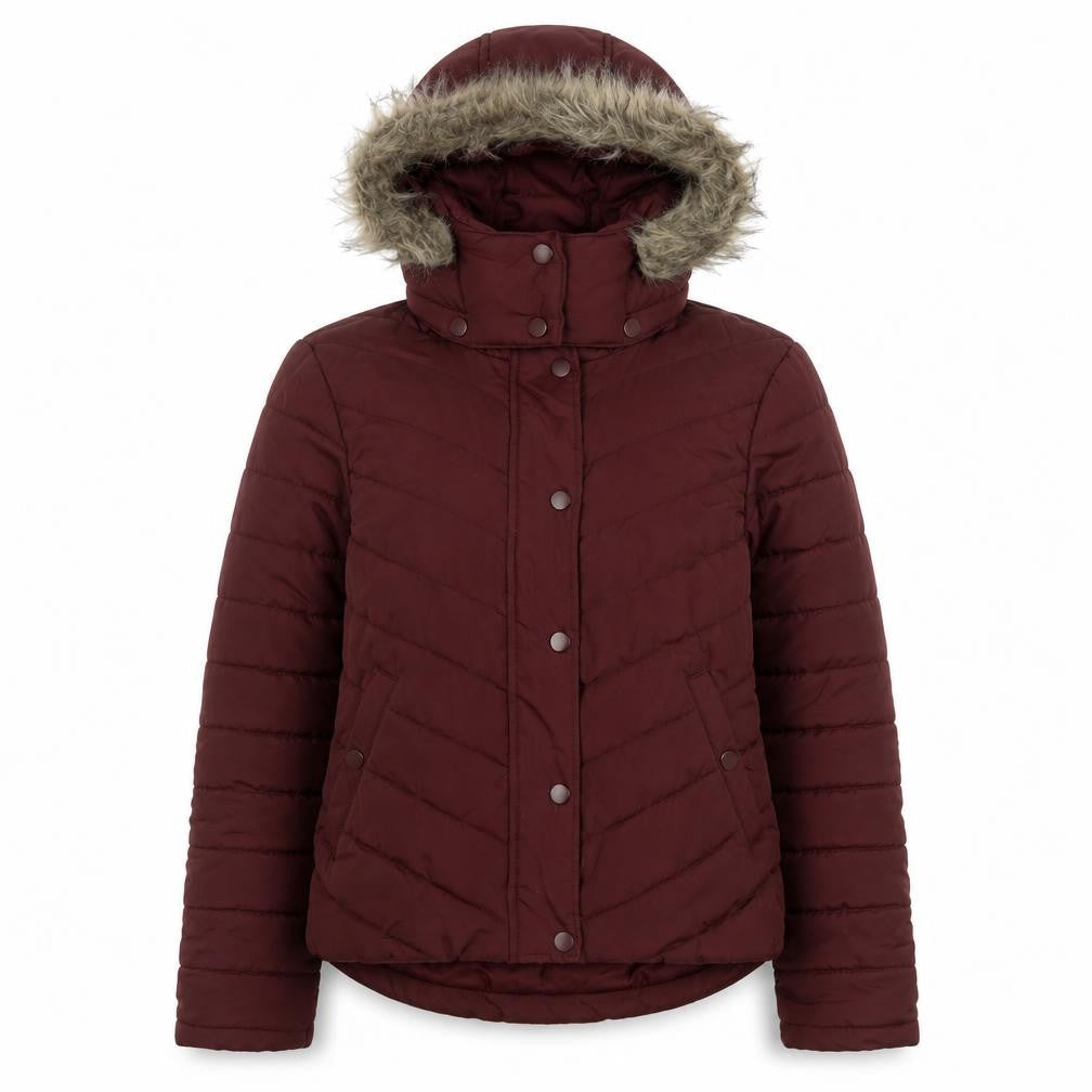 Avenue Women's Red Faux Fur Hooded Puffer Jacket Size 14