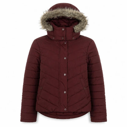 Avenue Women's Red Faux Fur Hooded Puffer Jacket Size 14
