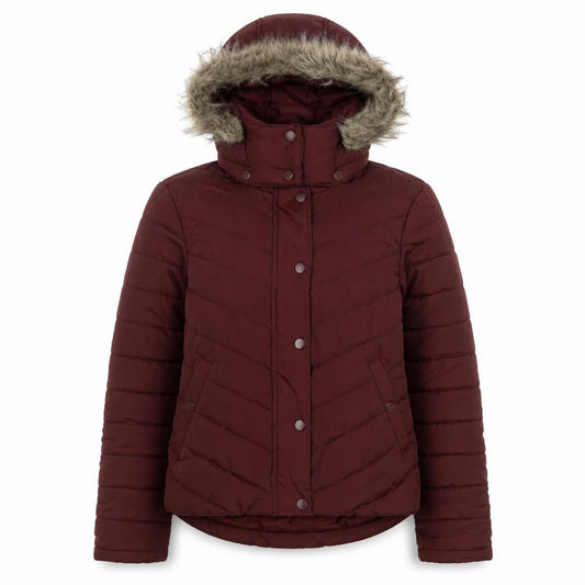 Avenue Women's Red Faux Fur Hooded Puffer Jacket Size 14