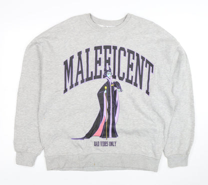 Disney Women Grey Maleficent Graphic Pullover Sweatshirt XS