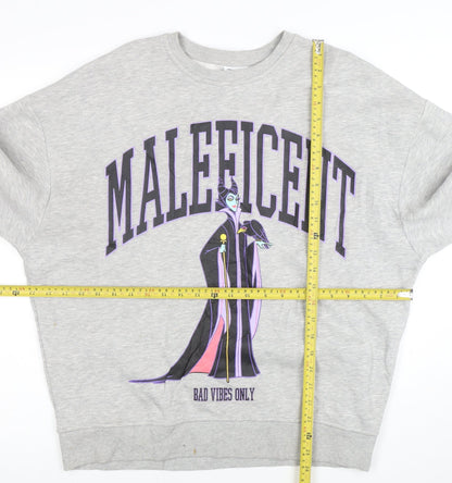 Disney Women Grey Maleficent Graphic Pullover Sweatshirt XS