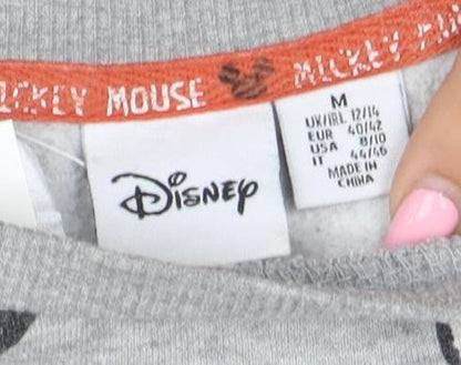 Disney Women Grey Mickey Mouse Print Pullover Sweatshirt M