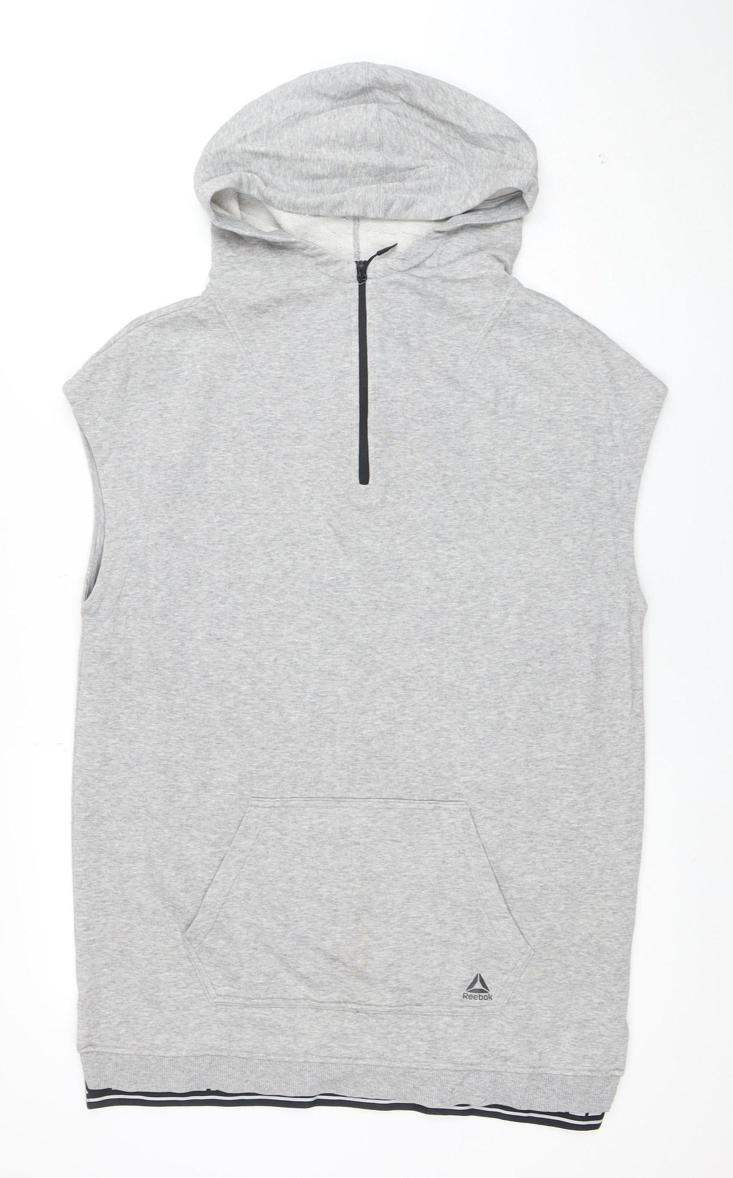 Reebok Men's Grey Sleeveless 1/2 Zip Hoodie Size S
