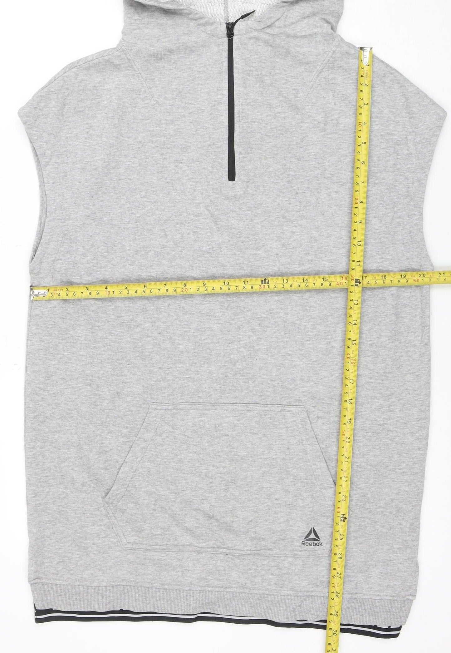 Reebok Men's Grey Sleeveless 1/2 Zip Hoodie Size S