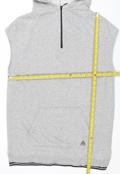 Reebok Men's Grey Sleeveless 1/2 Zip Hoodie Size S
