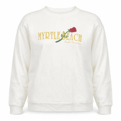 Ocean Fashion Women White Pullover Sweatshirt L Embroidered Myrtle Beach USA