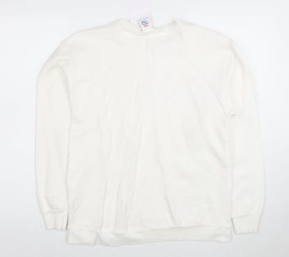Ocean Fashion Women White Pullover Sweatshirt L Embroidered Myrtle Beach USA
