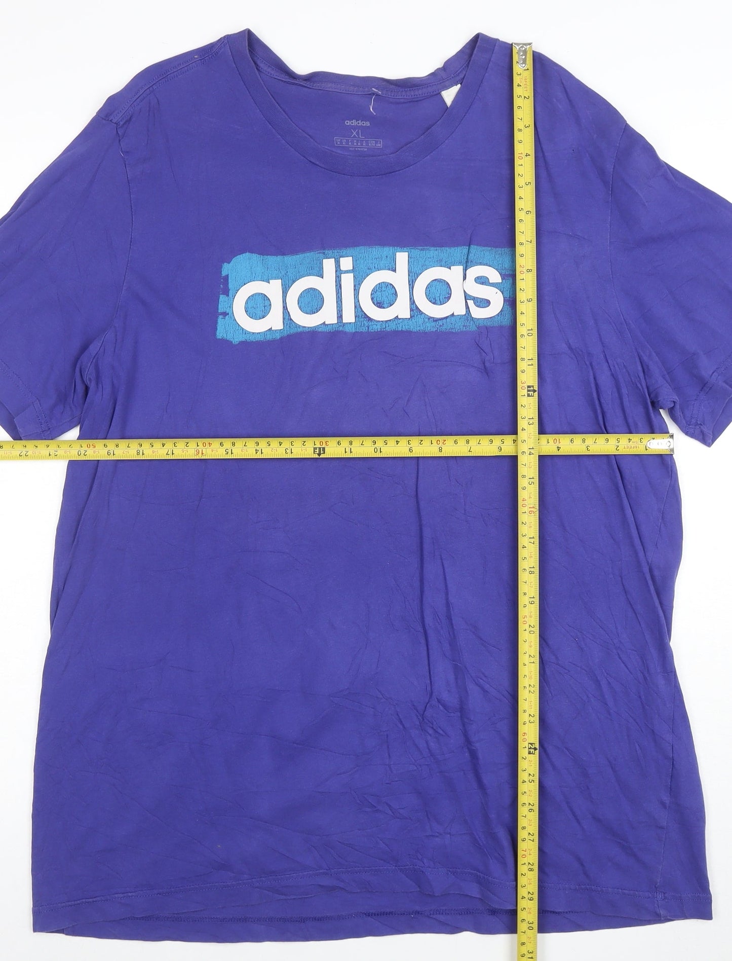 adidas Men's Purple XL Cotton Crew Neck Graphic Sports T-Shirt