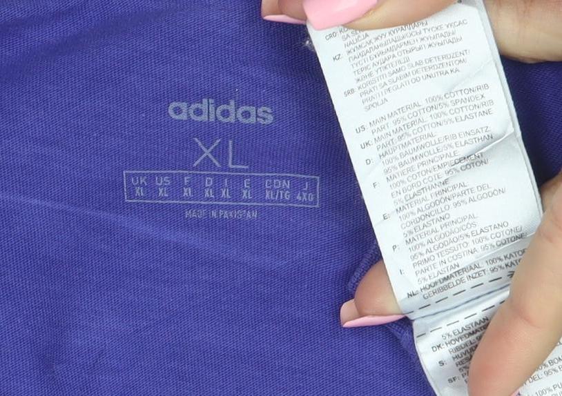 adidas Men's Purple XL Cotton Crew Neck Graphic Sports T-Shirt