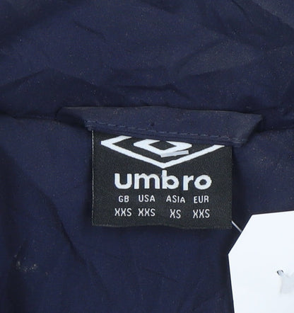 Umbro Boys Blue Waterproof Hooded Puffer Jacket 2XS Winter Football Coat