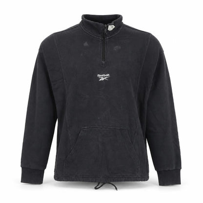 Reebok Womens Black XS 1/4 Zip Pullover Sweatshirt Hoodie