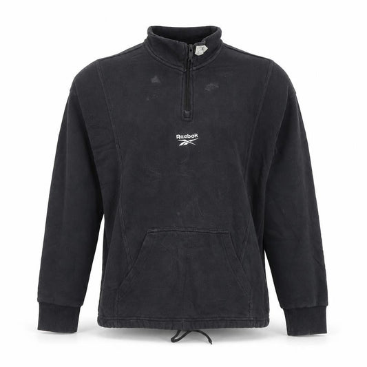 Reebok Womens Black XS 1/4 Zip Pullover Sweatshirt Hoodie