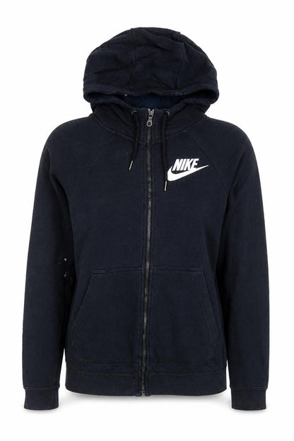 Nike Womens Black XS Full Zip Hoodie with Drawstring and Logo