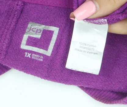 JCPenney Women Purple XL V-Neck Relaxed Cotton T-Shirt