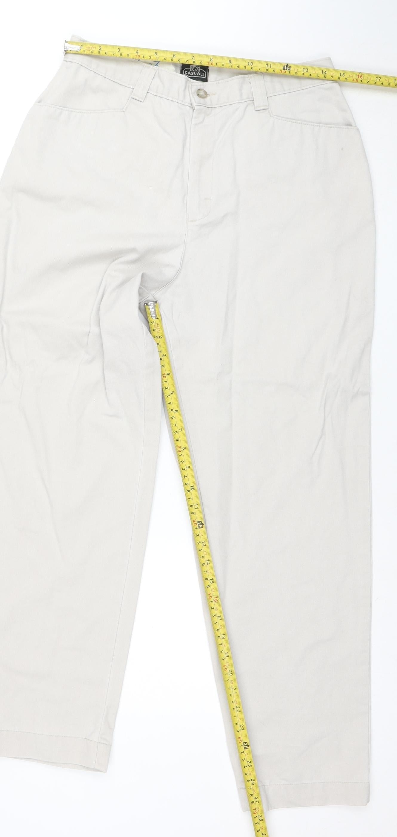 Lee Mens Beige Chino Casual Cotton Trousers Size 12 Slim