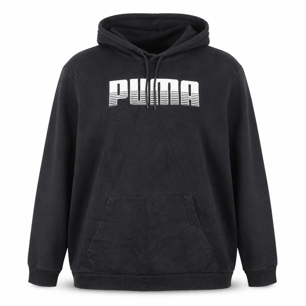 Puma Womens Black Pullover Hoodie L Cotton Blend Logo Sweatshirt