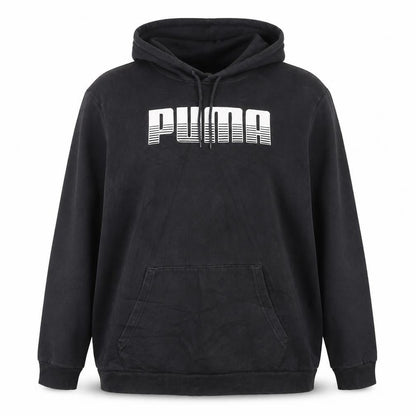 Puma Womens Black Pullover Hoodie L Cotton Blend Logo Sweatshirt