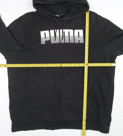 Puma Womens Black Pullover Hoodie L Cotton Blend Logo Sweatshirt