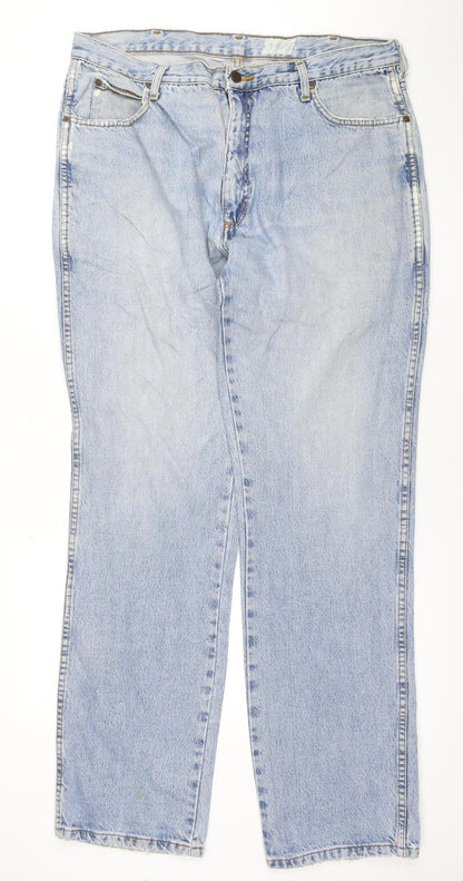 Wrangler Mens Blue 38x31 Straight Leg Vintage Denim Jeans