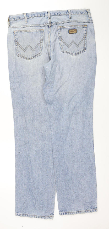 Wrangler Mens Blue 38x31 Straight Leg Vintage Denim Jeans